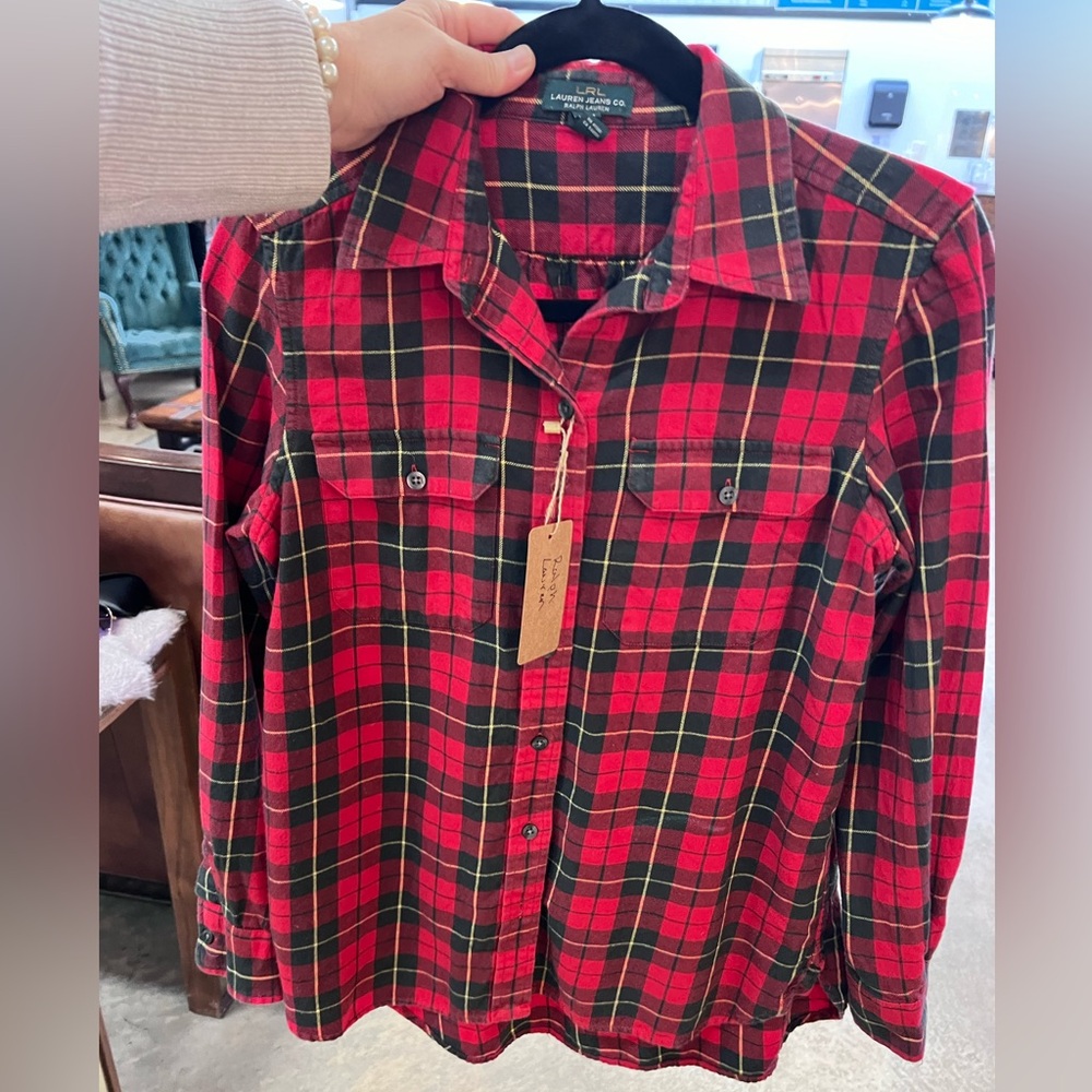 Ralph Lauren red plaid button up Small